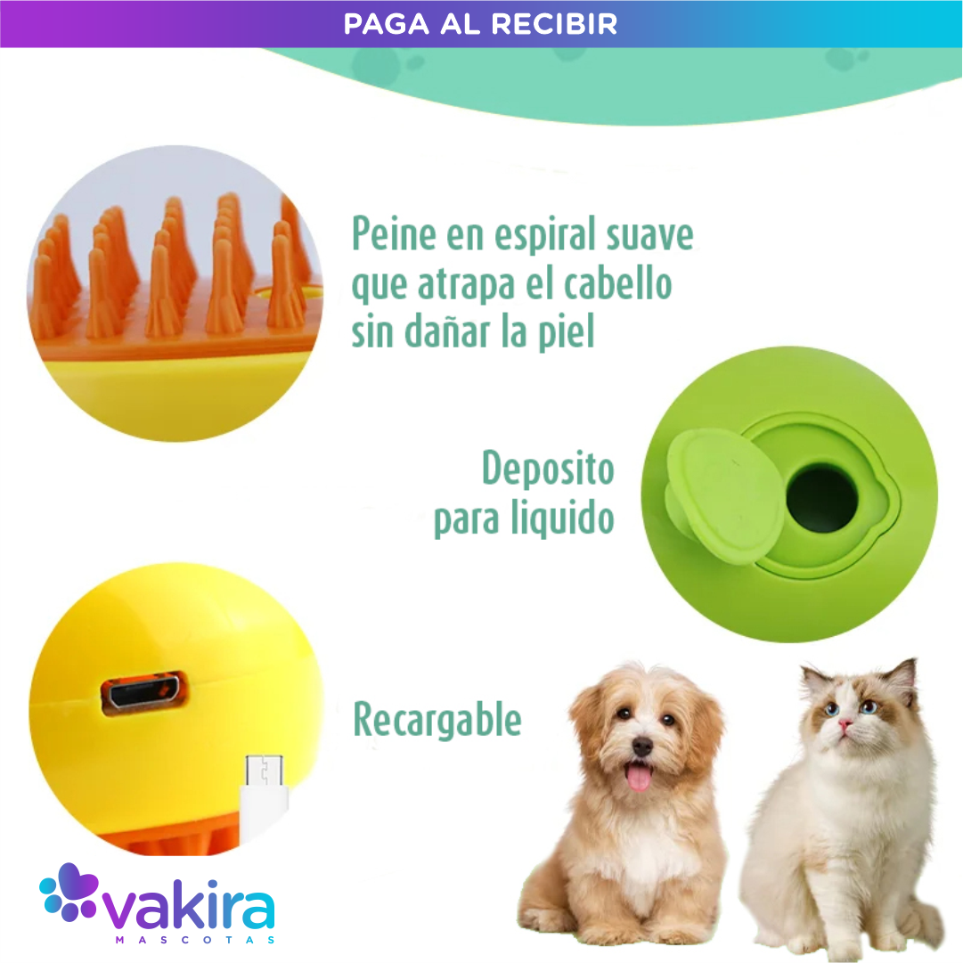 Cepillo de Vapor Para Mascotas 3 en 1