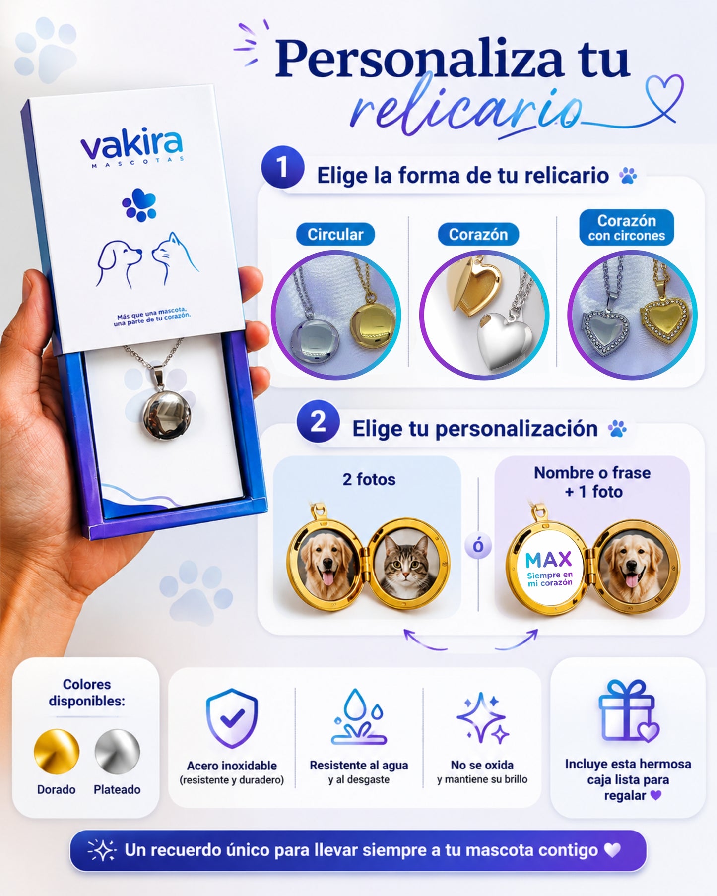 Relicario Personalizado con fotos de Mascota